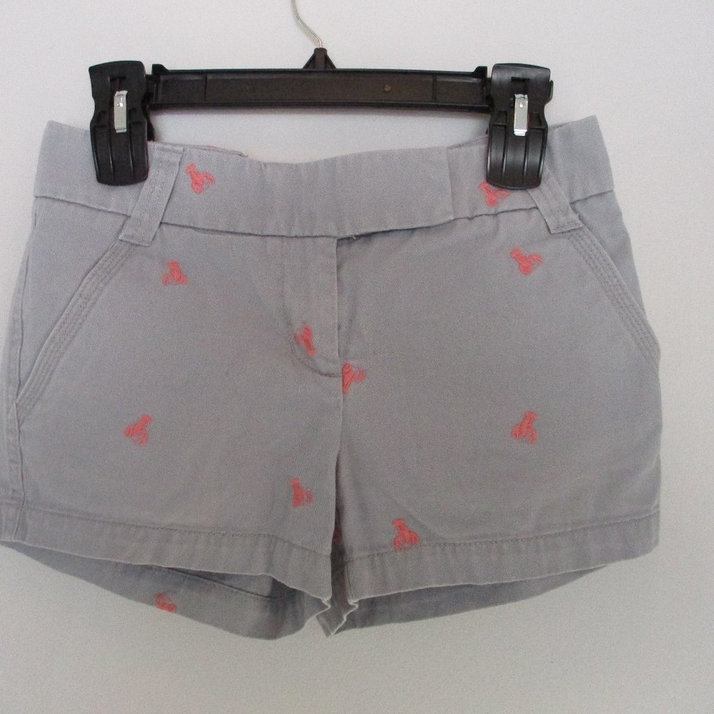 Womens J. Crew Lobster Shorts Size 2 Gray Pink